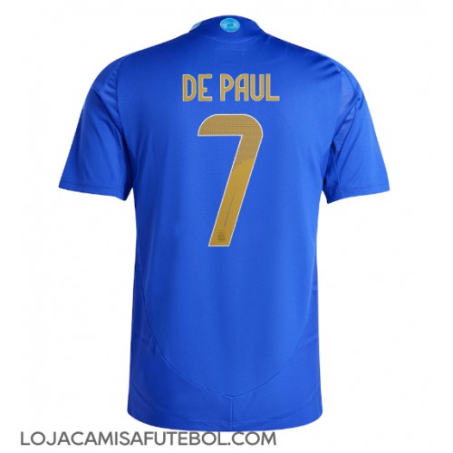 Camisa de Futebol Argentina Rodrigo De Paul #7 Equipamento Secundário Copa America 2024 Manga Curta